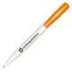 Stylo  bille en plastique blanc/orange avec mcanisme  poussoir et finition polie.