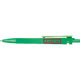 Stylo à bille vert en plastique ABS recyclé avec clip et bouton poussoir.