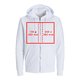 Veste de survtement blanche en tissu avec capuche, fermeture clair et coupe unisexe.