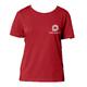 T-shirt rouge pour femme en coton biologique avec manches courtes et encolure ronde.
