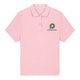 Polo rose en coton biologique pour femmes avec manches courtes.