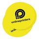 Autocollant en papier jaune de forme personnalise.