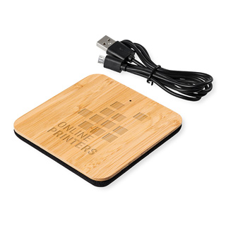 Socle de charge sans fil en bambou et tissu Leaf