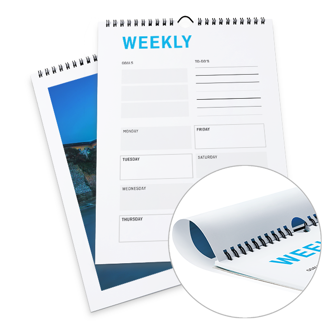 Calendriers hebdomadaires avec reliure  spirale 4/4