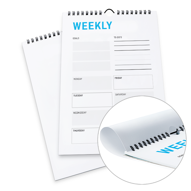 Calendriers hebdomadaires avec reliure  spirale 4/0