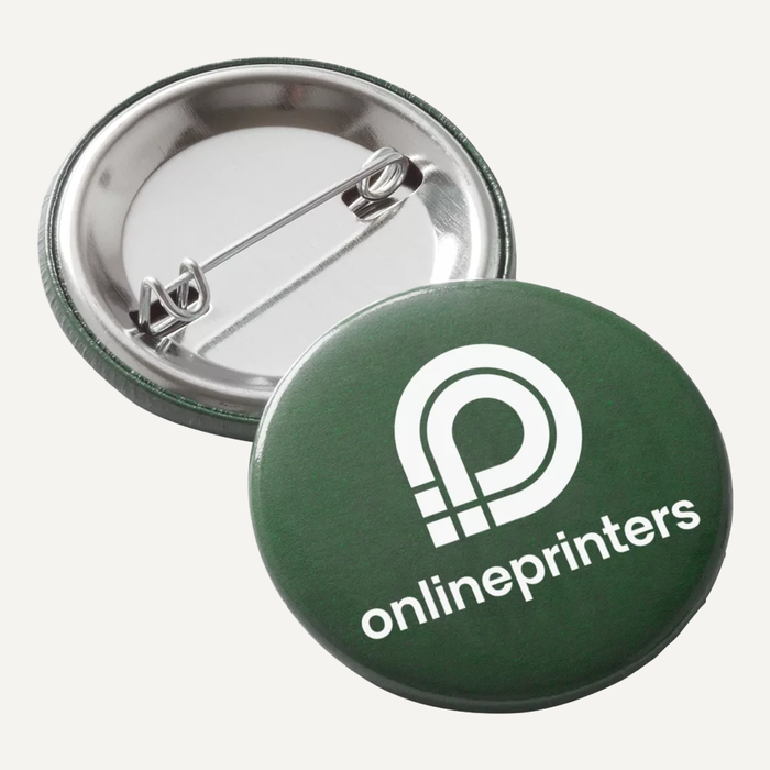 Image Badge vert avec logo, � c�t� le dos avec �pingle