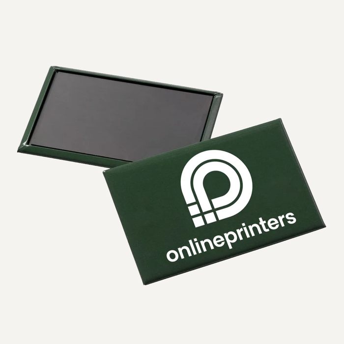 Image Magnet vert rectangulaire avec logo, derri�re la face aimant�e