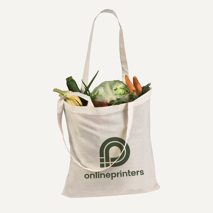 Image Sac en coton naturel avec logo vert, rempli de l�gumes