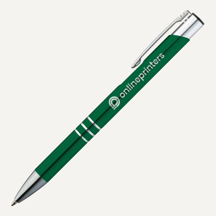 Image Stylo en m�tal vert avec logo grav� au laser