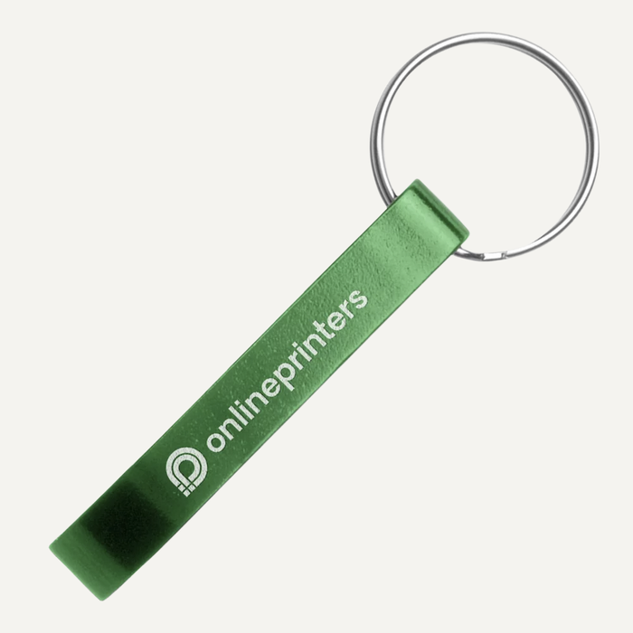 Image D�capsuleur vert avec anneau porte-cl�s et logo grav� au laser