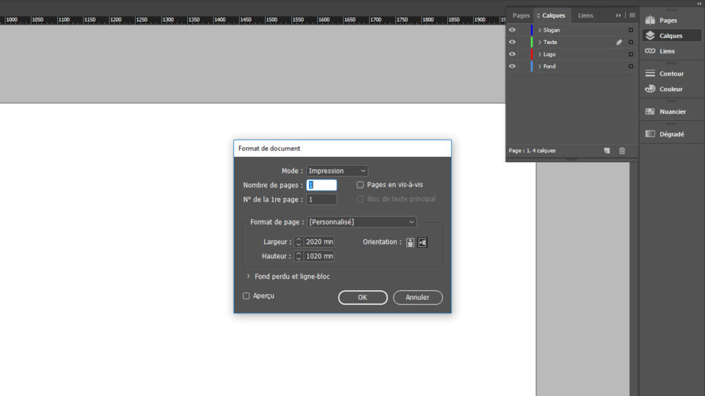 Tutoriel création de banderole dans InDesign : créer un document