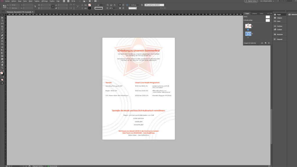 Page intérieur du dépliant - notre design