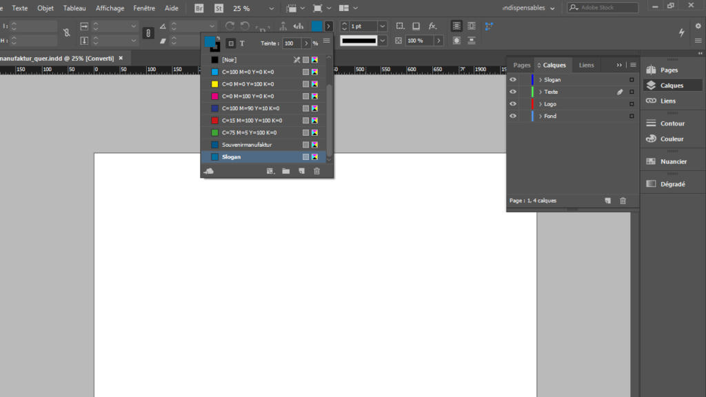 Tutoriel création de banderole dans InDesign : insérer des couleurs