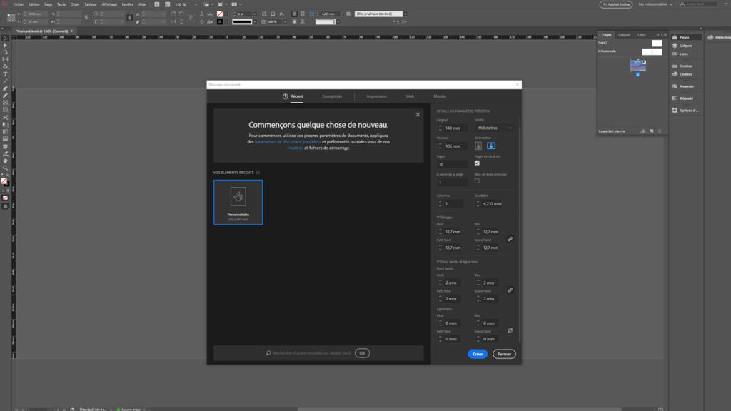 Créer un document dans InDesign