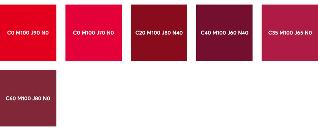 Couleurs CMJN : rouge et bordeaux