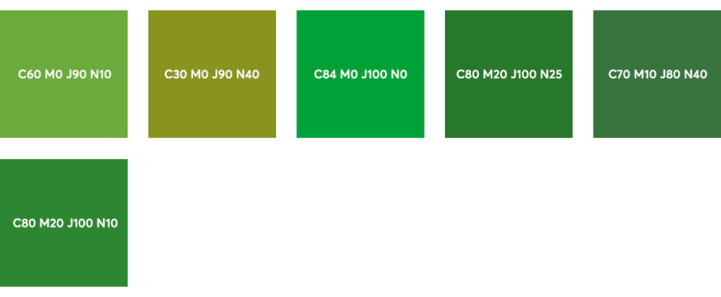 Couleurs CMJN : vert gazon et vert tendre