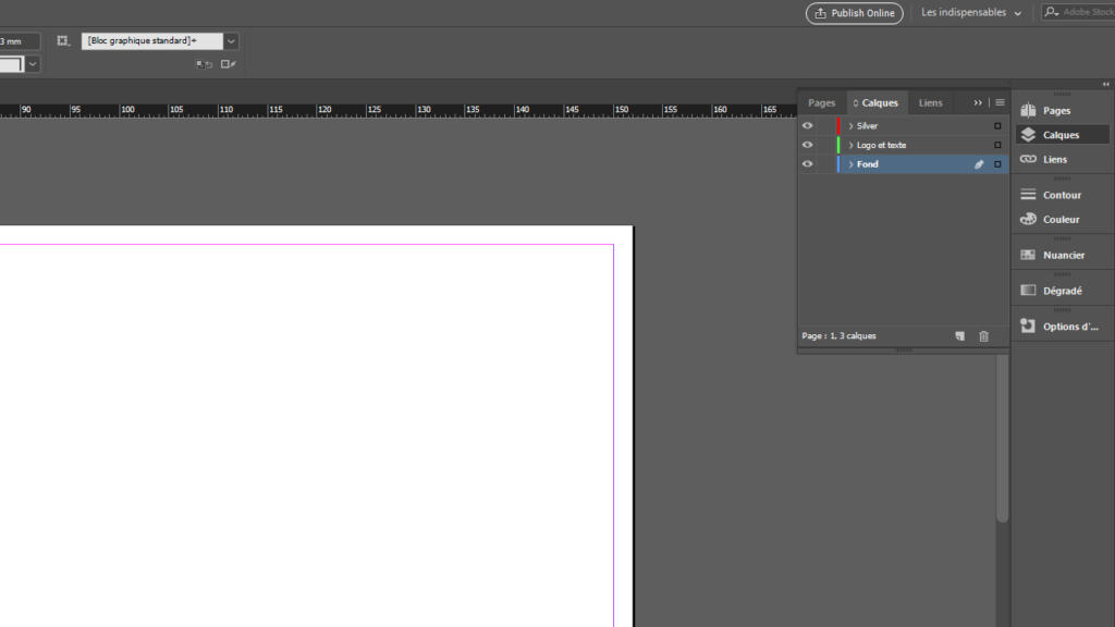 Capture d'écran d'une interface de logiciel de conception graphique montrant une toile ouverte à gauche et un panneau de calques à droite, avec trois calques étiquetés S, Legújabb et Fond.