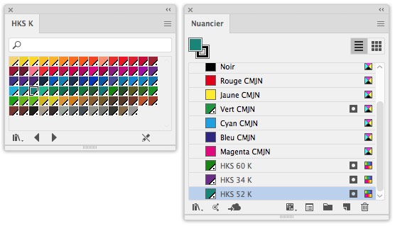 Die HKS-Farben in Illustrator sind wie am Symbol zu erkennen globale Sonderfarben