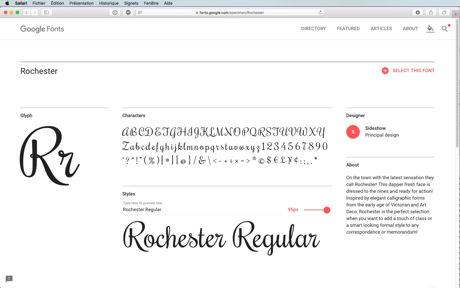 Script-Font Rochester Regular
