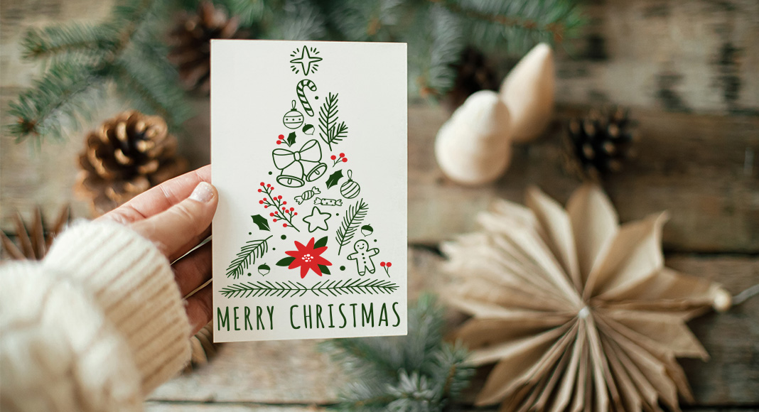 Carte de Voeux Bonne et heureuse année décoration noël