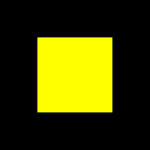 Un carré jaune vif centré sur un fond noir.