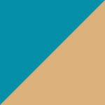 Image divisée en diagonale avec du bleu sarcelle en haut à gauche et du beige en bas à droite.