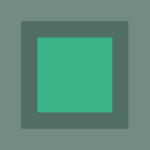 Un petit carré vert est centré dans un plus grand carré vert avec une bordure vert foncé, le tout sur un fond gris-vert clair.