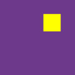 Un grand carré violet avec un plus petit carré jaune dans le coin supérieur droit.