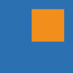 Un fond carré bleu avec un carré orange plus petit positionné dans le coin supérieur droit.