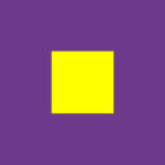 Un carré jaune centré sur un fond violet uni.